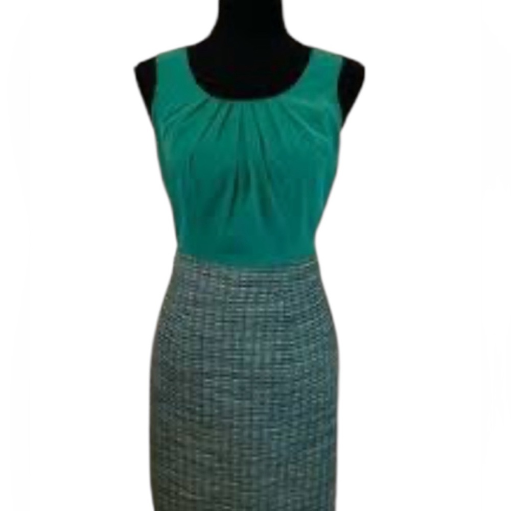 Banana Republic green and blue tweed sheath dress